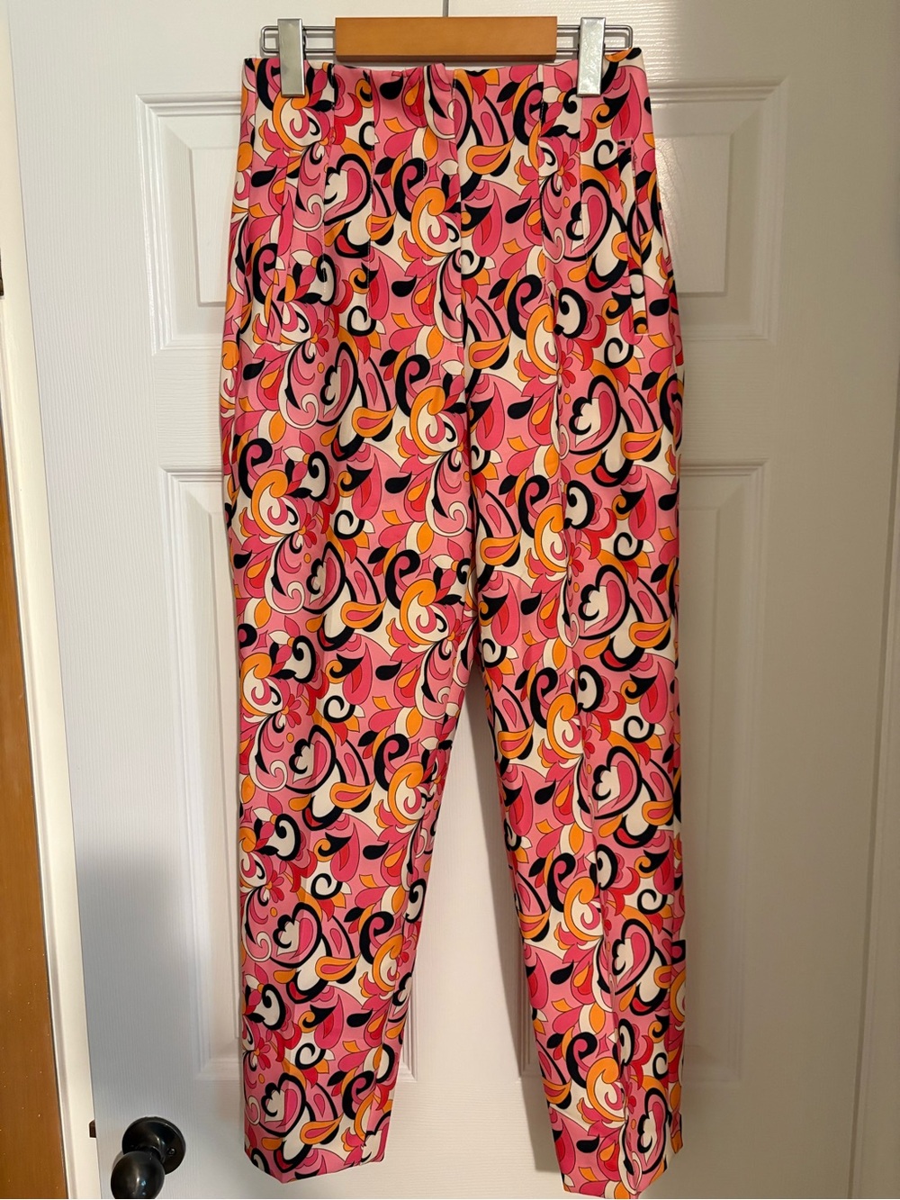 Zara Pink Retro Print Straight-Leg Pants
